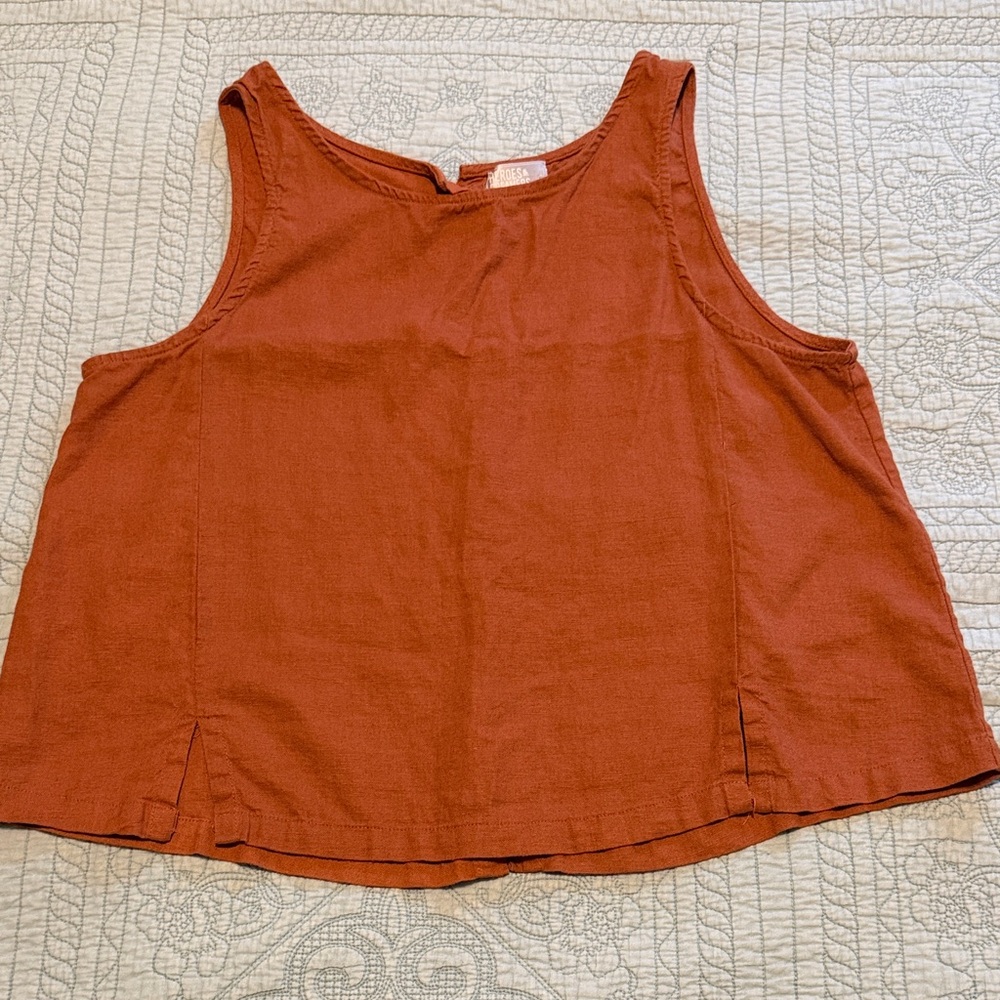 Women's Sleeveless Rust Crop Top